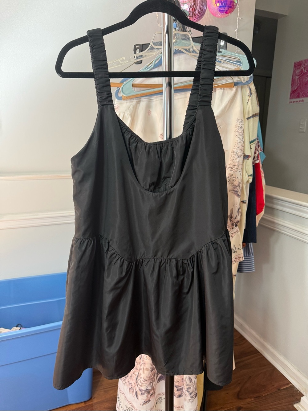 TCEC Black Sleeveless Romper with Gathered Straps